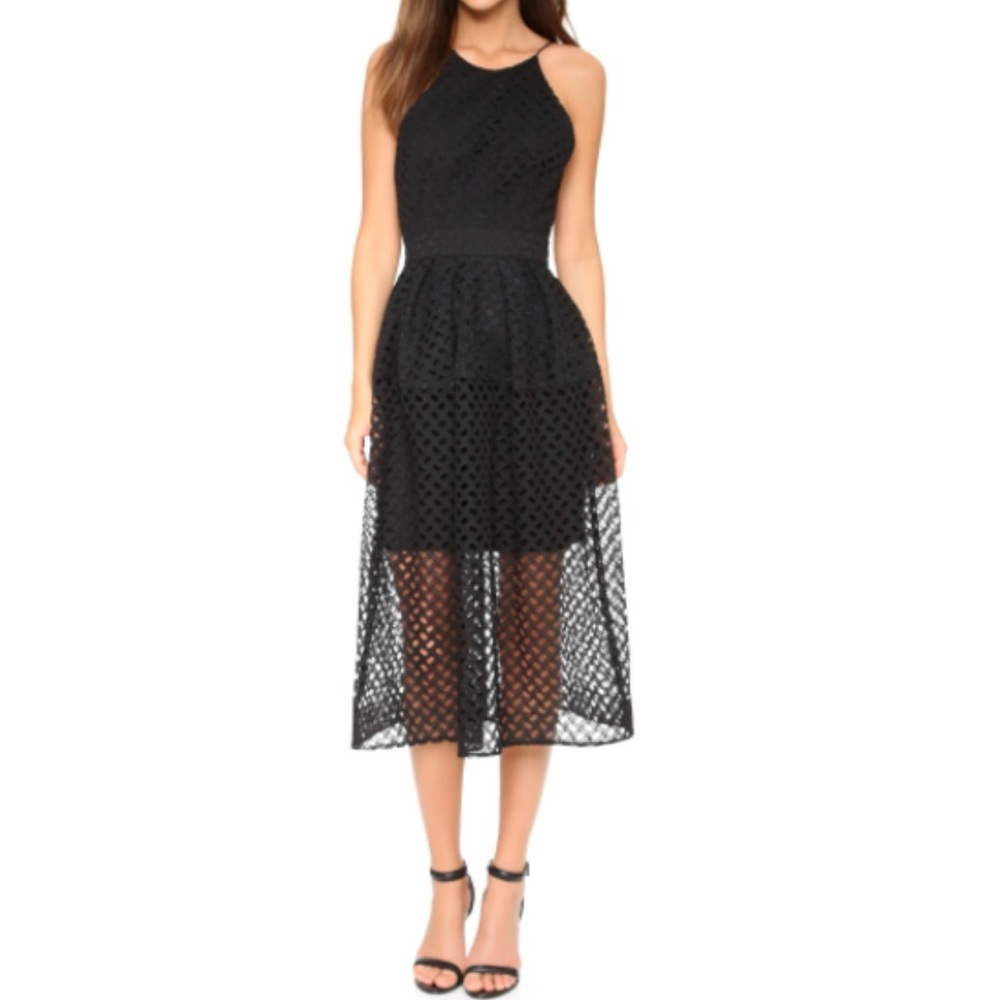 NICHOLAS Black Lattice Ball Dress Size 8 holiday open party formal - Picture 2 of 14